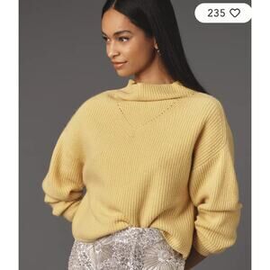 Anthropologie The Enza 100% Ribbed Cashmere Sweater Cropped Size Small NEW